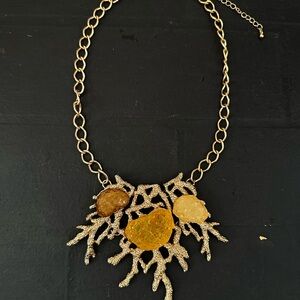 Elegant Gold Coral Necklace with Amber Accents